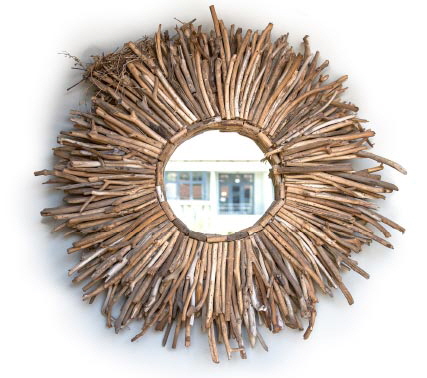 mirror with grass frame