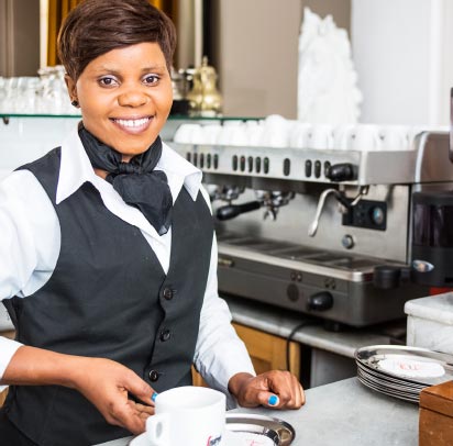 waitress serving cuppachino