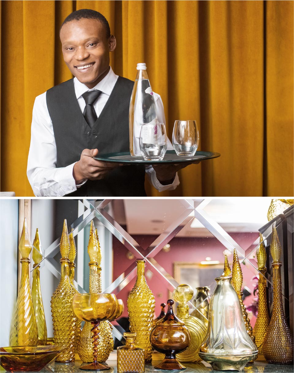 Waiter serving drinks
