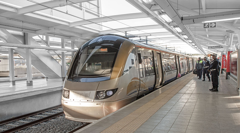 The Gautrain arriving at the airport station The Gautrain arriving at the airport station
