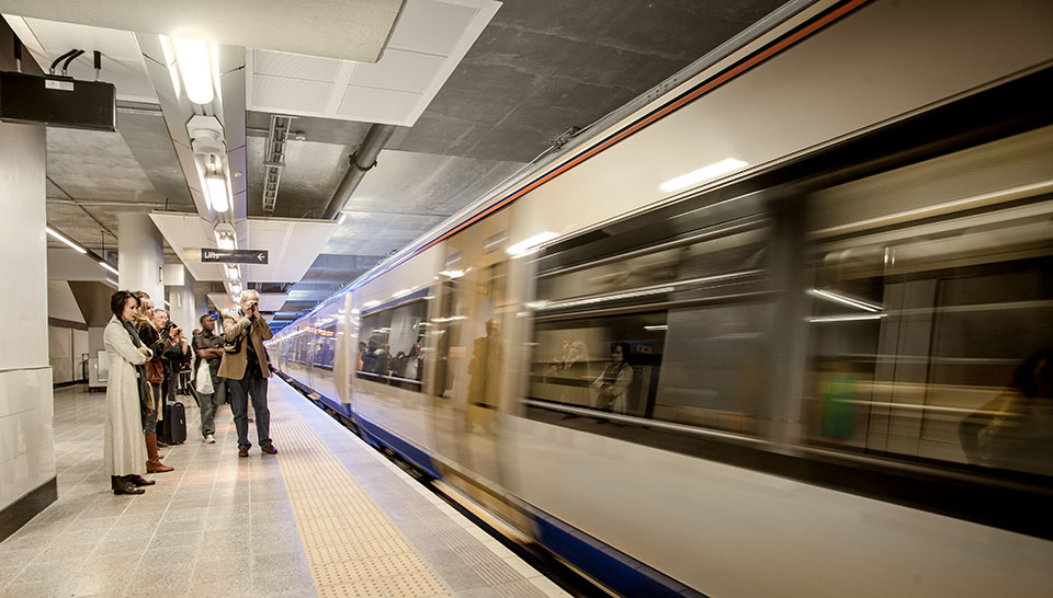 the gautrain arriving at rosebank station the gautrain arriving at rosebank station